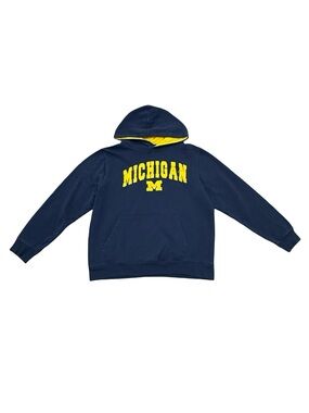 Vintage Stadium Athletics Michigan Wolverines Navy & Gold Hoodie Y2K